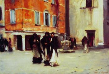 John Singer Sargent : Sortie de l'eglise campo san canciano venice